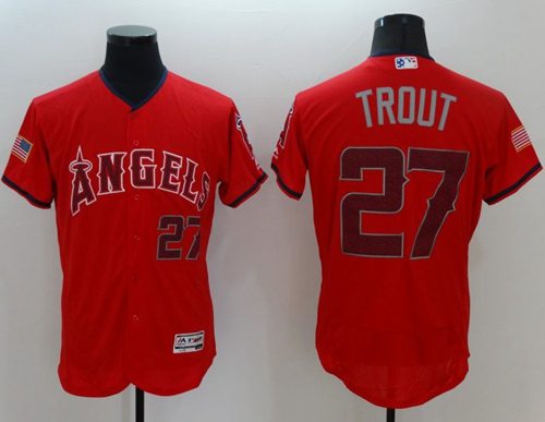 Angels of Anaheim #27 Mike Trout Red Fashion Stars & Stripes Flexbase Authentic Stitched MLB Jersey